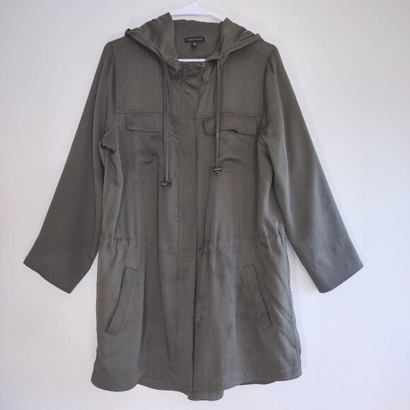 Eileen Fisher Women's Hooded Rain Jacket Lined Full Zip Size Medium Utility - Picture 4 of 10